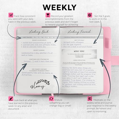 Prazoli Christian Bible Prayer Journal For WOMEN 9-Month Refill - Study Scripture Notebook & Planner Daily Devotional Undated | Religious Jesus Faith Gifts for Graduation, Pastor Baptism & Church - color: Women's Refill - 9 Months