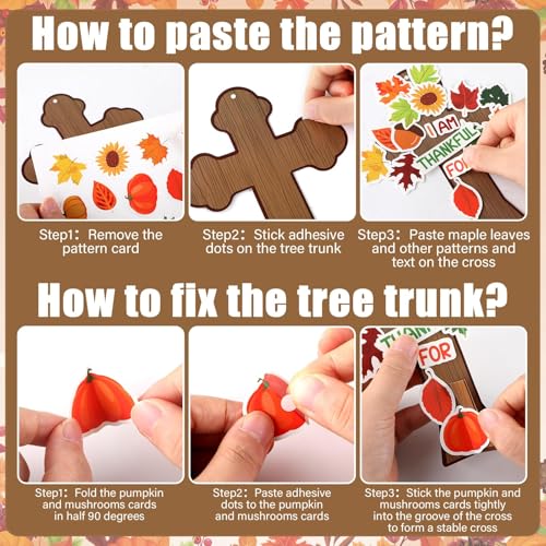 30 Sets Thanksgiving Christian Craft Kit DIY Fall Religious Cross Hanging Ornament Make Your Own Thankful Cross Crafts for Fall Church Autumn Sunday School VBS Class Art Project Home Party Activities