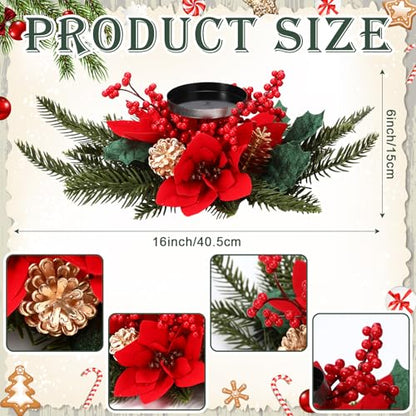 Suncalla 16 Inch Poinsettia Christmas Centerpiece Artificial Tabletop Decor
