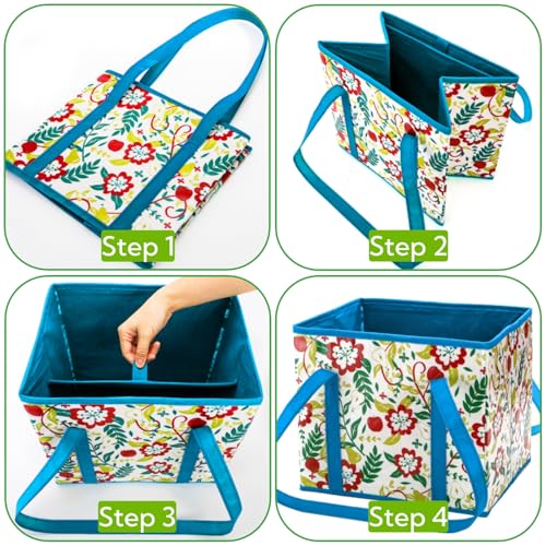 4 Pack Reusable Grocery Bags, Large Heavy-Duty Shopping Tote