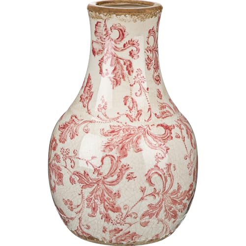 LemonRoad Vintage Ceramic Flower Vase 5.7 Inch Chinoiserie Ice Cracked Glaze Porcelain Vase Rustic Ceramic Large Centerpieces for Home Table Living Room Bookshelf Office(Paisley Style) - style: Paisley Style