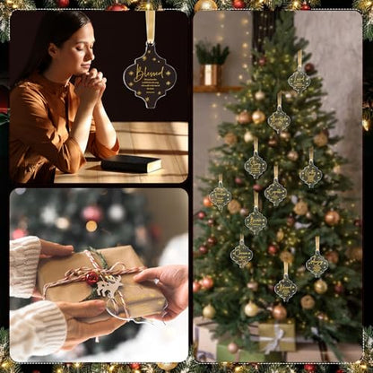 Kasyat 10 Sets Christian Tree Ornaments Bulk Clear with Cards, Pastoral - style: Pastoral