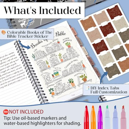 XKDOUS Hardcover Spiral Notebook, Bible Journal, Journal for Women, Grey - color: Grey