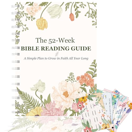The Bible In A Year 52-Week Bible Study Journal Planner for Women and Men, Guided Christian Devotional Workbook for Faith Growth, Prayer, and Daily Reflection (Inch, 5.5 X 8.25) - color: Mixcolor, size: S 5.5"x8.2"