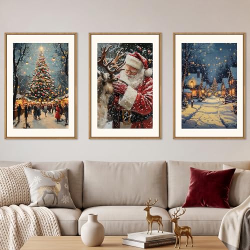Aryroi Large Enchanting Christmas Framed Canvas Wall Art Set- 16"x24"x3 - color: Enchanting Christmas Scene Wall Art, size: 16"L x 24"W