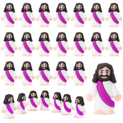 Bememo 25Pcs Mini Jesus Figure for Religious Favor,Purple - color: Purple