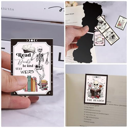 Gothic Skeleton Magnetic Bookmarks, Skull Book Marks for Horror Fans - style: Gothic Skeleton