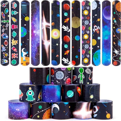 MCPINKY Slap Bracelets Bulk, 48 PCS Snap Bracelets Space Party Favors