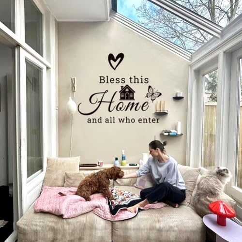 Family Vinyl Wall Decor Stickers This is Us, Together, Home, Family Scripture Quote Wall Decals, Butterfly Decal Inspirational Quotes Sticker Set for Home Office Decor(Black)