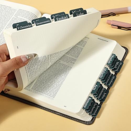 Mr. Pen- Laminated Bible Tabs, 75 pcs, Elegant Green, Easy-to-Read & Apply - color: Elegant Green