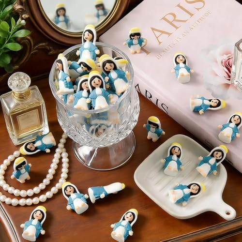 30 pcs Little Virgin Mary Figurines Bulk Mini Virgin Mary Easter Jesus Figures Classic Religious Gifts Easter Eggs Stuffers Sunday Baptism Gifts (30)