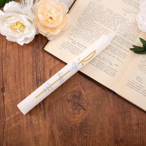 Baptism Candle Set for Boy Girls - Baptism Kit Include Baptismal Candles, Towel and Shell. Vela para Bautizo, Christening Set Velas para Bautizo De Niño Baptismal Kit Gifts (Gold) - color: Gold