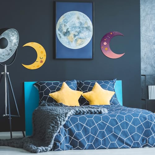 12 Pack 12 Inch Unfinished Wood Crescent Moon Cutout for Crafts - color: Moon, size: 12 Inch