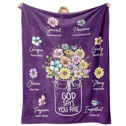 Christian Birthday Gifts for Women, Christian Religious Blanket 80''x 60'' - color: Deep Purple, size: 80"x60"