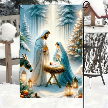 BlissYard Christmas Garden Flag 12x18 Inch Nativity Family Yard Decor - color: garden flag #1