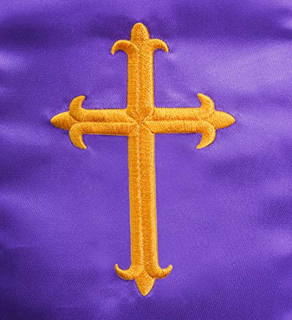 IvyRobes Unisex-adult's Satin Clergy Stole with Embroidery Cross 90"-4 Colors Available - color: Purple