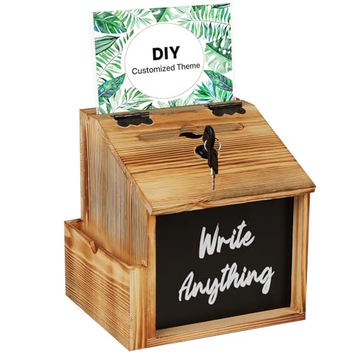 Uniclife Suggestion Box with Slot and Lock, Wood Donation Box - color: 7.7" L x 6.7" W x 7.9" H