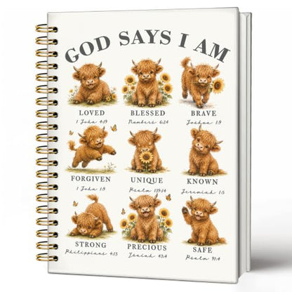 Highland Cow Gifts Cute Christian Notebook Bible Journal for Women - color: Highland Cow -(A5)