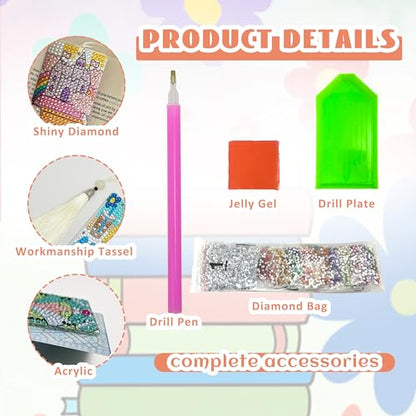 12 Pcs DIY Book Lovers Diamond Art Bookmarks for Adults Women Beginners Acrylic Dotz Kit Diamond Painting 5d Floral Rhinestone Bookmarks Diamond Art Book Marks with Tassels Crafts Supply - style: Booklover