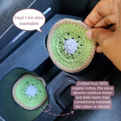 Cotton Crotchet Fruit Car Coaster Set (Kiwi Kiss) - color: Kiwi Kiss