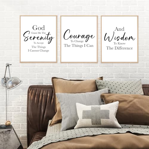 Ybqhd Unframed Serenity Prayer Wall Art Christian Scripture Prints Set of 3