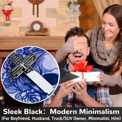 Christian Visor Clip Cross for Car, Drive Safe Religious Accessories, Black - color: Black