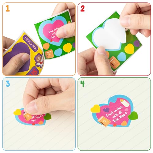 Haooryx Religious DIY Stickers Roll - 300 Pcs Religious DIY Valentine’s Day Waterproof Vinyl Reusable Laptop Stickers Coloring Book Scrapbook Water Bottle Page Activity Pad Party Favors Skateboard - style: Religious Valentine’s Day 1Roll