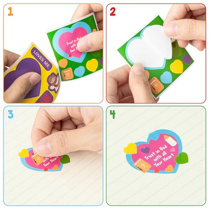Haooryx Religious DIY Stickers Roll - 300 Pcs Religious DIY Valentine’s Day Waterproof Vinyl Reusable Laptop Stickers Coloring Book Scrapbook Water Bottle Page Activity Pad Party Favors Skateboard - style: Religious Valentine’s Day 1Roll