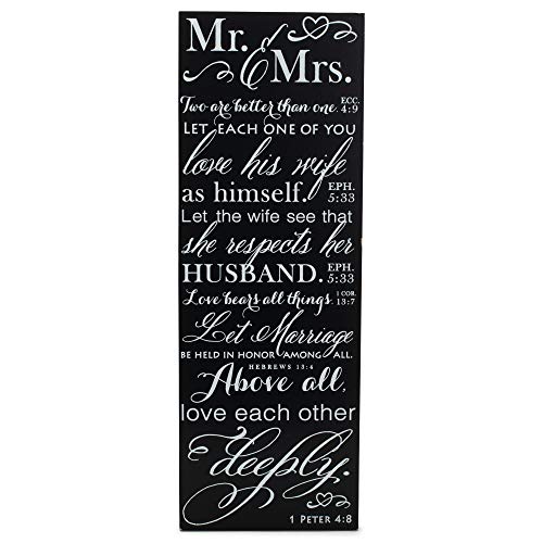 Mr and Mrs Love Verses Black and White 5 x 14 Wood Wall Art Sign Plaque