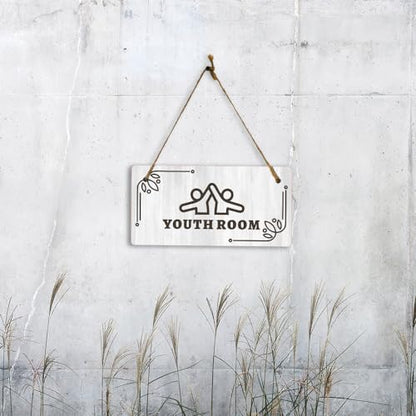 Youth Room 5x10 Hanging Plus Wall or Door Sign | Religious Rustic Wood Sign