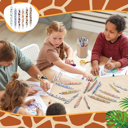Dispowreath 48 Pcs Animal Print Pens Safari Jungle Cheetah Ink Pens - style: Animal