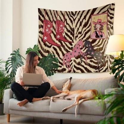 HUGANE Western Cowgirl Tapestry Wall Decor 50x60 Inch - color: Colour-08