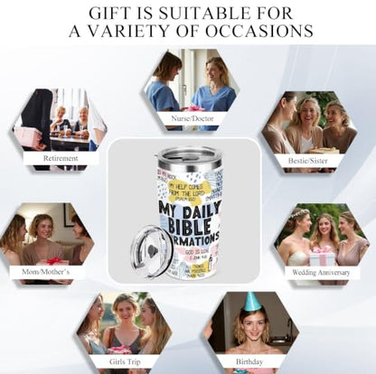 Daily Affirmations for Women Bible Verse Tumbler Inspirational Christian Gifts for Women Girls Sister Coworker Mental Health Birthday Christmas Graduation, 20 oz Insulated Coffee Tumbler Travel Cup - color: Bible 0849