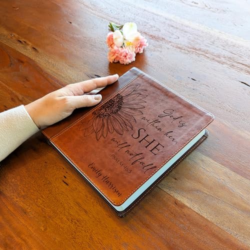 Personalized ESV Journaling Study Bible | Custom Engraved Name | Wide Margin for Notes | Christian Gift for Men & Women (Sunflower Personalized)