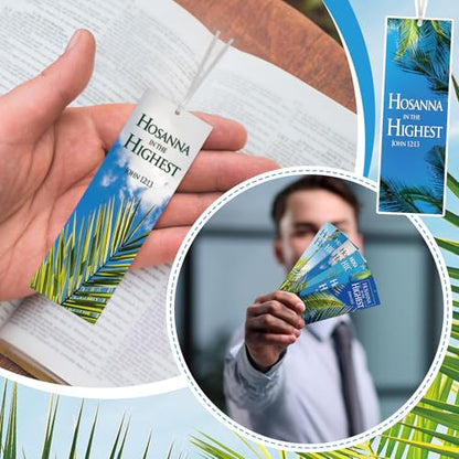 Dispowreath 60 Pcs Hosanna Palm Leaf Bookmarks Lent Easter John 12: 13 Bookmarks Palm Sunday Religious Christian Exchange Gifts for Men Women Church Prizes Party - style: Palm Leaf Cross