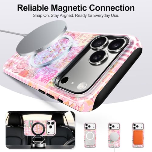 for iPhone 17 Pro Case, Cute Pink Summer Magnetic Phone Case - color: Blush Pink, size: iPhone 17 Pro