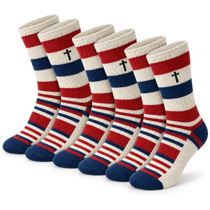 3 Pairs Mens Soccer Running Socks Gifts for Christian,Athletic Cross Socks