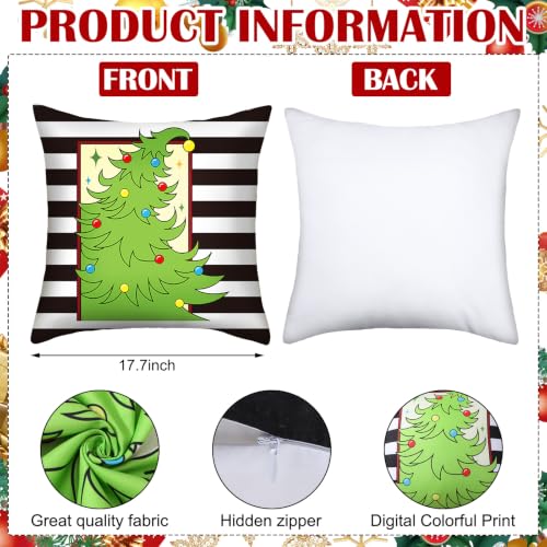 FuWeave 6 Pcs Christmas Pillow Covers 18 x 18 Inch Decorative Lime Green Red Xmas Pillow Cushion Case Pillowcase Square Christmas Pillow Covers for Home Sofa Couch Decorations(Ho Ho Ho) - style: Ho Ho Ho