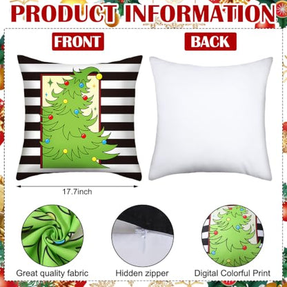 FuWeave 6 Pcs Christmas Pillow Covers 18 x 18 Inch Decorative Lime Green Red Xmas Pillow Cushion Case Pillowcase Square Christmas Pillow Covers for Home Sofa Couch Decorations(Ho Ho Ho) - style: Ho Ho Ho