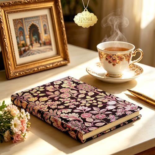 ipoul Women's Journal, Floral, Hardcover, Lay Flat, A5, 6x8, Lined Paper, Ruled Page, Cute Notebook, Prayer Journal, Birthday Gifts for Mom, Grandma, Female Friend, Wife, Writing Notebook, Red - color: Blossom Magenta