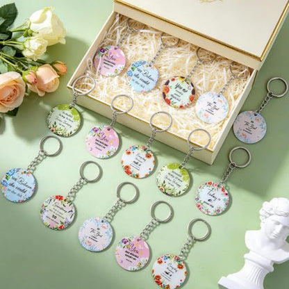 clothmile 100 Pcs Bible Verse Keychains Christian Keyrings Marble Keychains Acrylic Religious Key Rings for Women - color: Floral