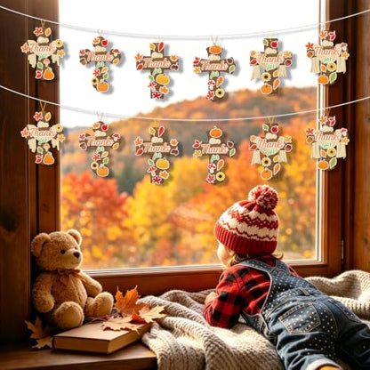 PAIVSUN 24Pcs Fall Crafts for Kids DIY Thanksgiving Cross Sticker Ornaments - style: Fall Cross
