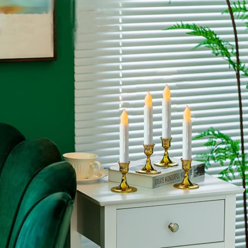 MUMCHASI 24 Packs Flameless Taper Candles Battery Operated Candlestickes Electric LED Candles Flickering Christmas Candlesticks Warm Yellow Light Party Home Decor H: 6 inches No Remote - size: 24pcs_No Remote