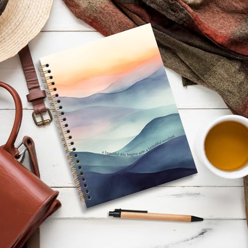 Inspirational Notebook Journal, Inspirational Gifts Journal for Women, Nature Mountain Landscape Aesthetic Motivational Notebooks for Note Taking, Spiral Notebook 5.5x8.3 Inch - color: A beautiful day