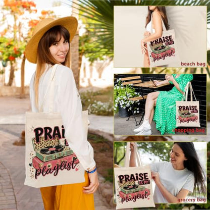 Faith Canvas Tote Bag, Christian Gifts for Women Mama Sister Inspirational Bible Verse Birthday Christmas - color: Christian 873