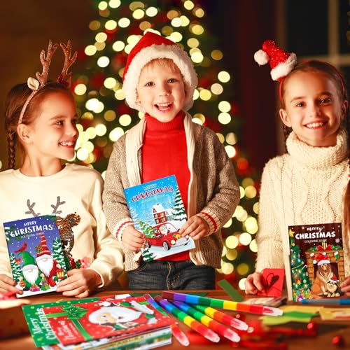 BenLouis 60Pcs Christmas Mini Coloring Books Bulk for Kids Party Favors - style: Christmas