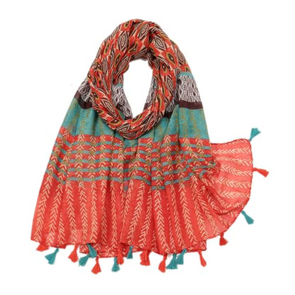 Yeieeo Boho Scarf for Women Lightweight Floral Printed Scarf Fall Winter Fashion Fringed Shawl - color: Floral 37