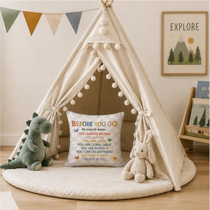 Kids Classroom Throw Pillow Covers 18x18 Inch - color: White-before You Go