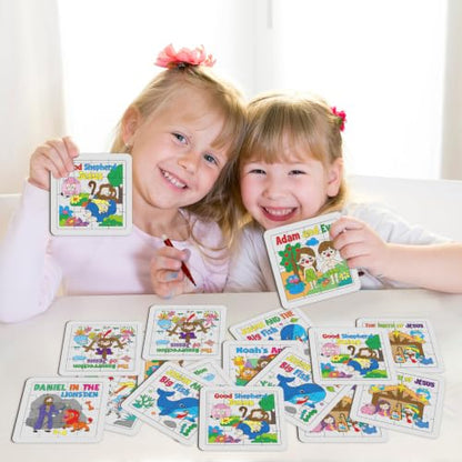 Cinrobiye 24 PCS Bible Story Jigsaw Puzzle Craft Kit, Christian Bible Activity Puzzles for Sunday School, Church Activities, Bible Study, Religious Education and Group Activities - color: Religious