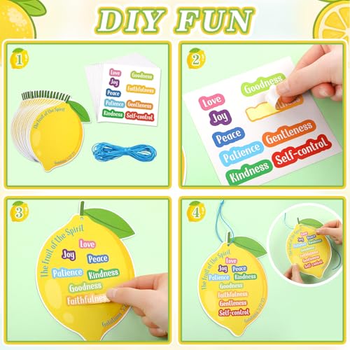Gueevin 36 Sets Religious Fruit of the Spirit Sign Craft Kit Christian Cards with Stickers Inspirational Crafts for Sunday Events Crafting DIY Activities Church Events Religious Education